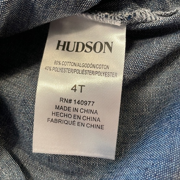 Hudson Navy Chambray Button Down with Gray Cotton lining and sleeve Holders 4T - Picture 10 of 10